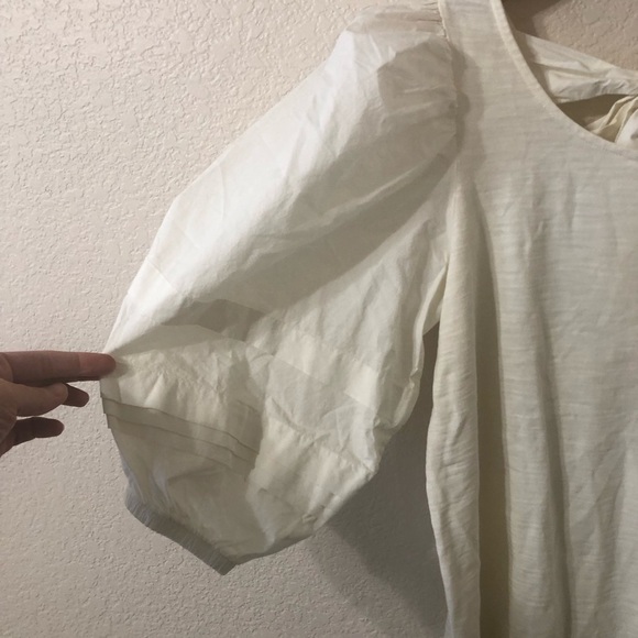 Nation LTD Gracie Pintuck Combo Cotton Tee in Off White - Size Small - Picture 4 of 8